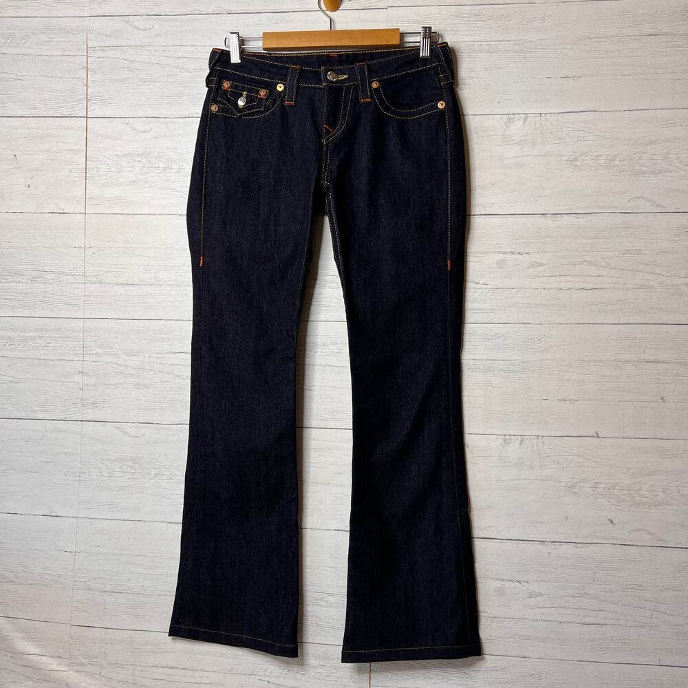 True Religion Jeans Womens SZ 29 Dark Old Multi Single Julie Bootcut with Flaps